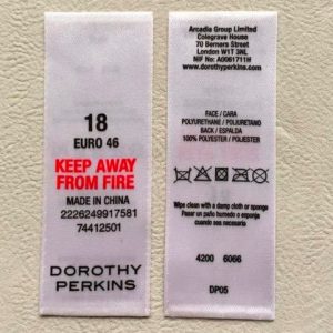 Printed Satin Care Label